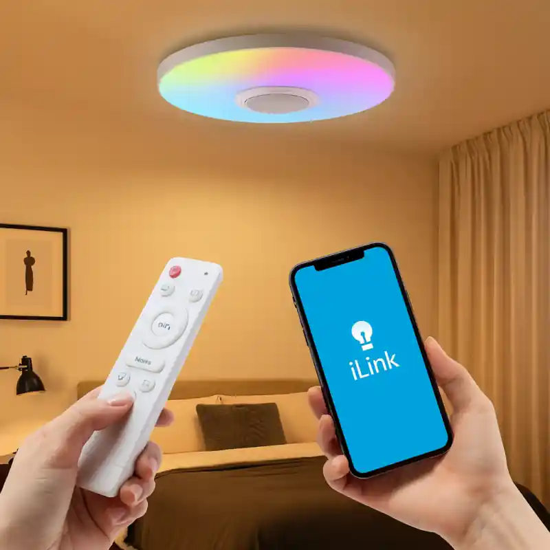 Plafonnier led rgbw bluetooth 25w haut parleur télécommande