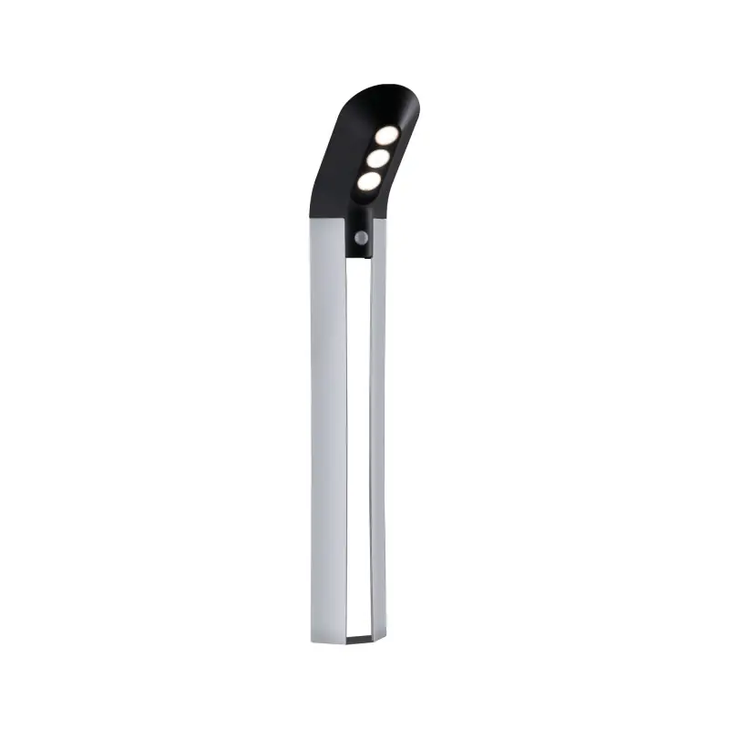 Borne luminaire solaire ext Soley IP44 3000K 150lm détect mouvement anthracite