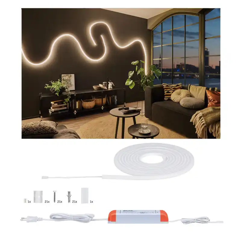 Kit de base Function MaxLED Flow 5m Blanc chaud 52W 230/24V 75VA blanc