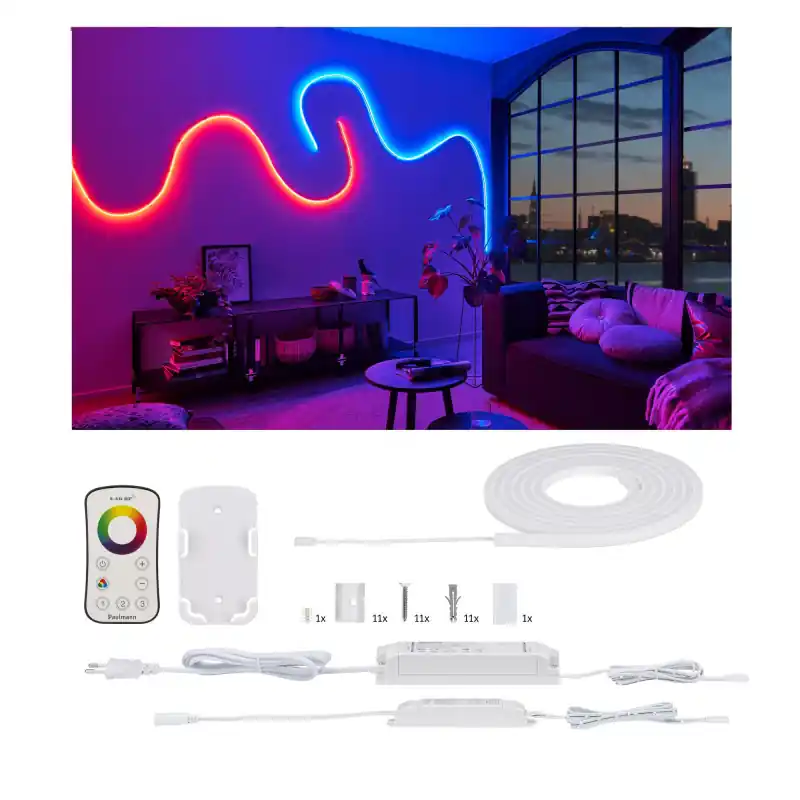Kit de base Function MaxLED Flow 3m RGB Contr rad 2,4 GHz 27W 230/24V 36VA blanc