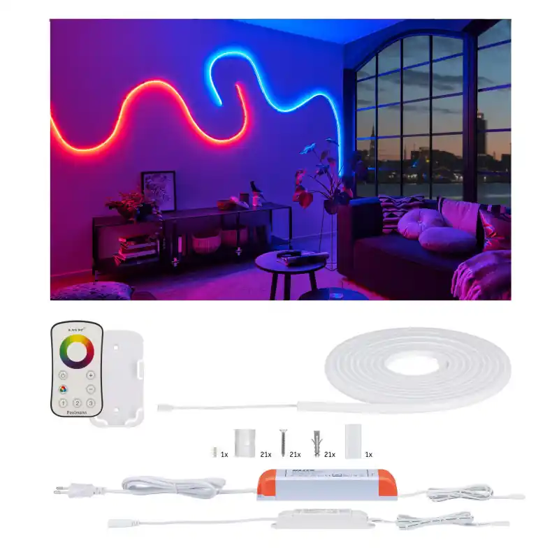 Kit de base Function MaxLED Flow 5m RGB Contr rad 2,4 GHz 43W 230/24V 75VA blanc