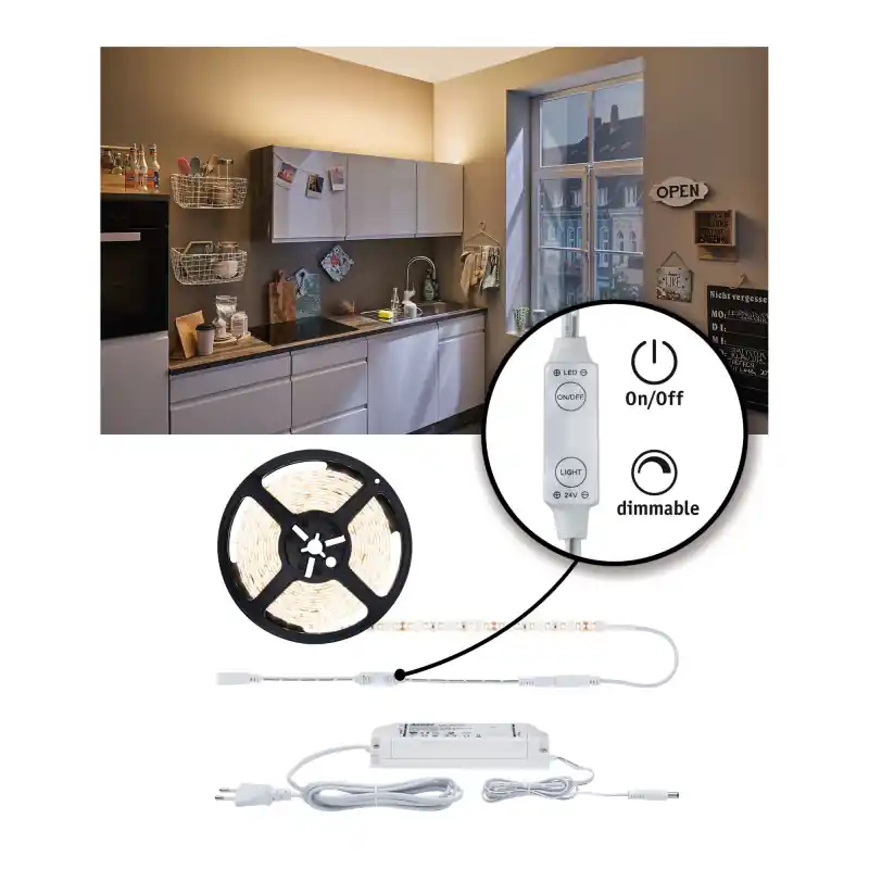 Kit FN SimpLED Power 3m blanc chaud avec Variateur/inter 33W 230/24V DC blc pl