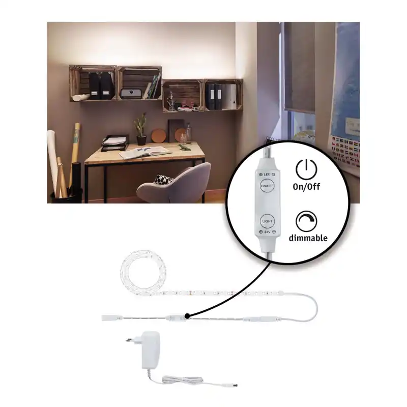 Kit FN SimpLED Power 1,5m blanc neutre avec variateur 17W 230/24V DC blc pl