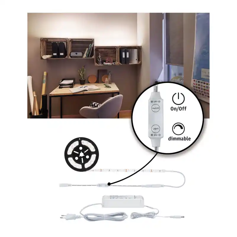 Kit FN SimpLED Power 3m blanc neutre avec variateur 33W 230/24V DC blc pl