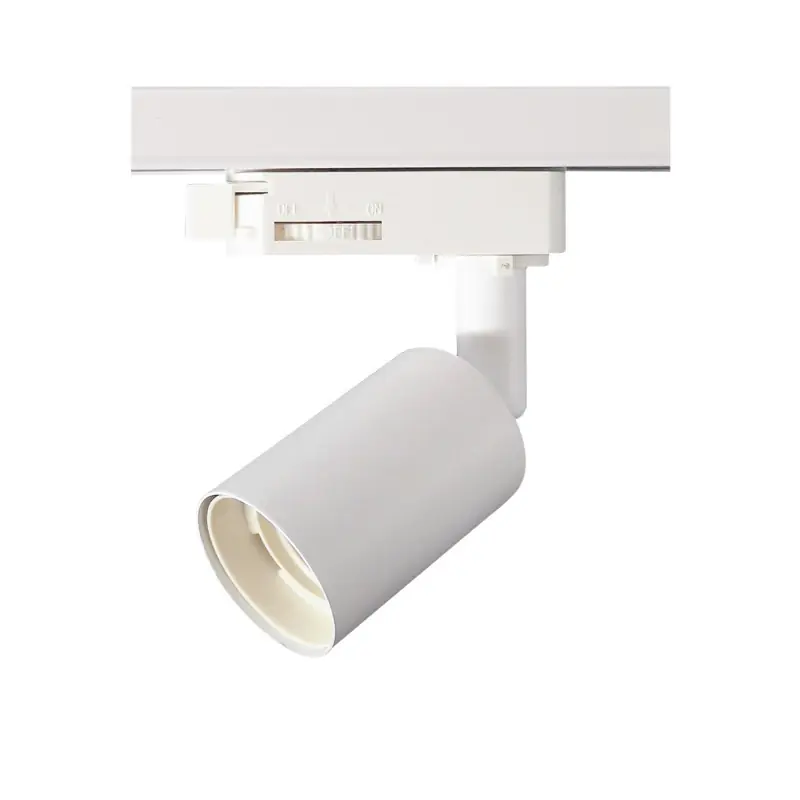 Support pour ampoule culot e27 a visser tête blanche orientable sur rail 3 allumages boutiques commerces