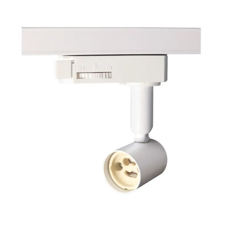 support pour ampoule culot gu10 tete blanche orientable sur rail 3 allumages boutiques commerces