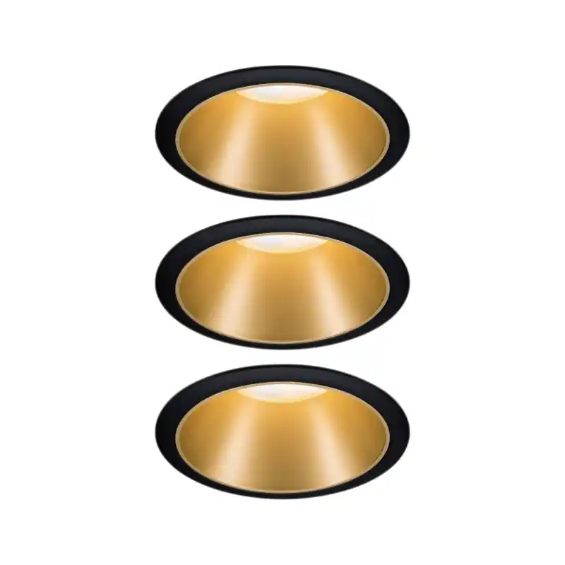 Kit enc Cole Coin 3Stepdim rond fixe LED 3x6,5W 2700K 230V noir/doré mat/pla