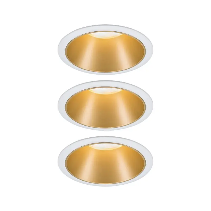 Kit enc Cole Coin 3Stepdim rond fixe LED 3x6,5W 2700K 230V Blanc/doré mat/pla