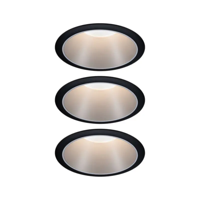 Kit enc Cole Coin 3Stepdim rond fixe LED 3x6,5W 2700K 230V noir/argent mat/Pla