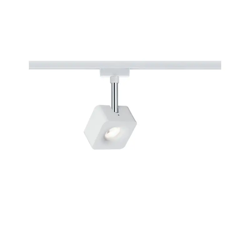 Spot Cube URail 1x8W Blanc/Chrome 230V Métal/Plastique dimmable