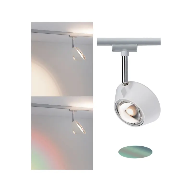 Spot Sabik URail 1x13W Chrome mat/Blc 230 V métal/plastique gradable