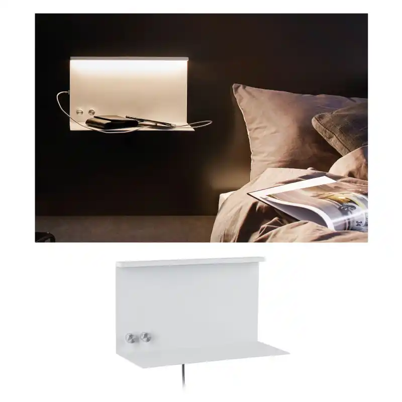 Applique usb LED Jarina 3000K 540lm / 200lm 230V 4,5 / 1,6W gradable Blanc
