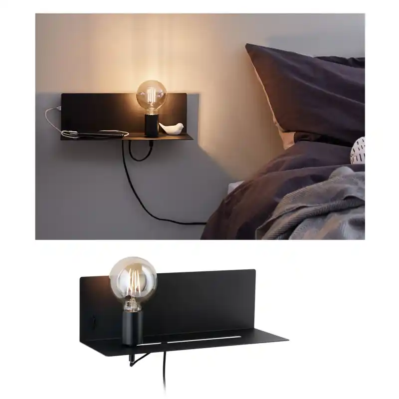WallCeiling Devara Applique usb E27 noir 230V métal