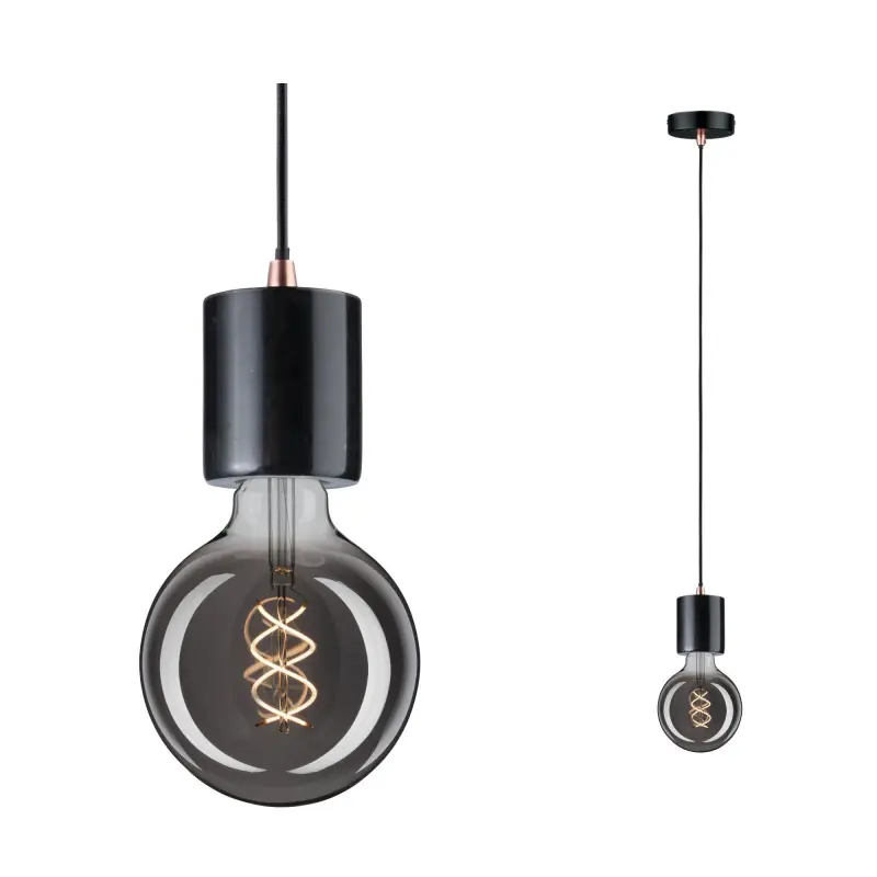 Suspension Neordic Nordin max1x20W E27 Noir 230V Marbre