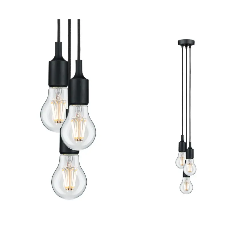 Lum en susp Neordic Ketil max3x20W E27 Noir 230V silicone/plastique
