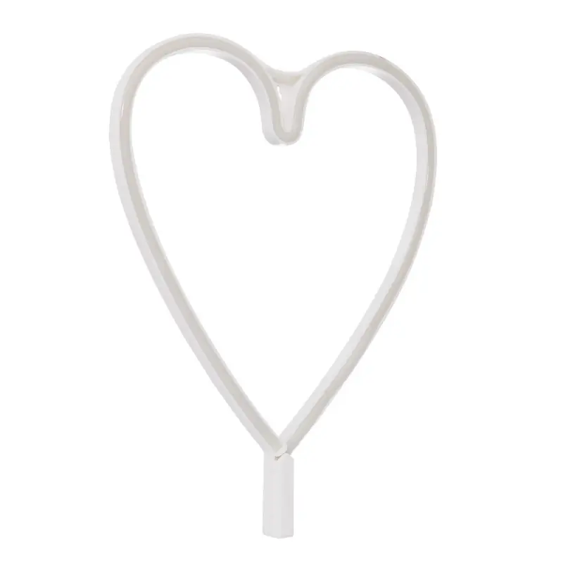 Lampe applique néon led sur piles forme de coeur rose