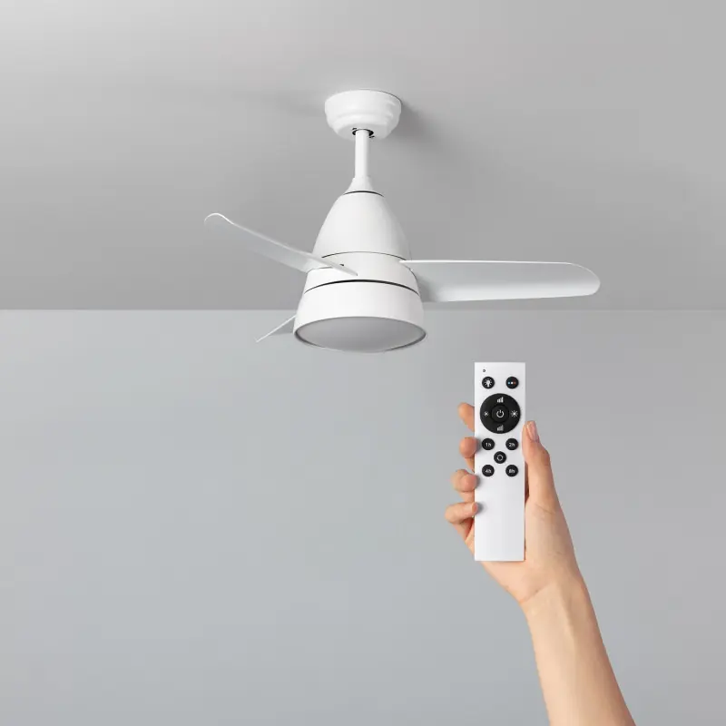 Ventilateur de plafond 3 pales blanche-3 vitesses-diametre 91cm-15w led