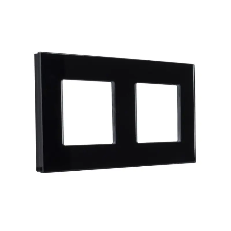 Plaque effet verre double postes noir ou blanc