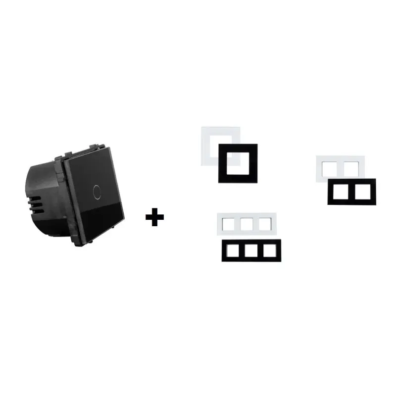 interrupteur wifi simple tactile verre noir ou blanc a composer