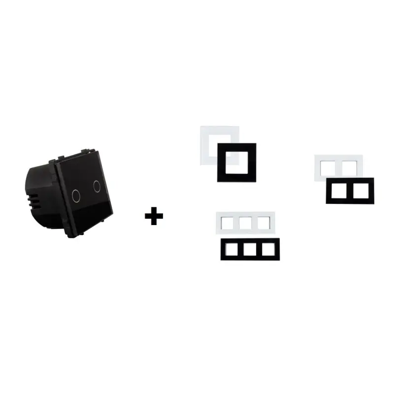 interrupteur tactile double allumage verre noir ou blanc a composer