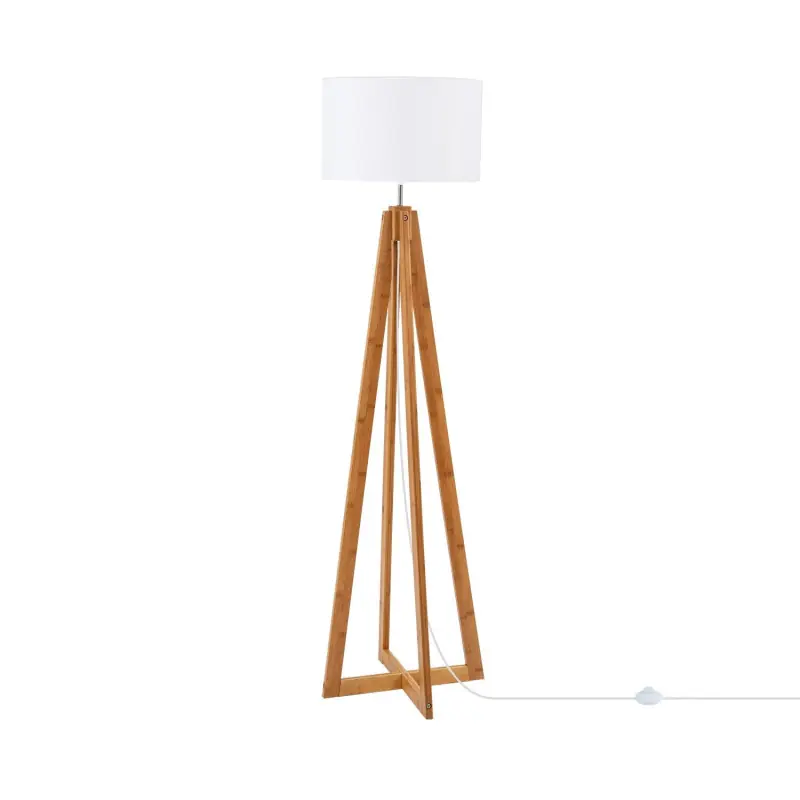 Lampadaire sur pied bois 149 cm abat-jour 43cm culot e27