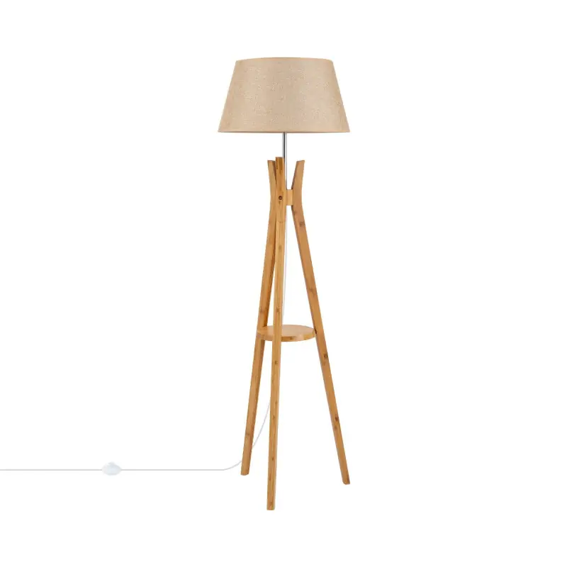 lampadaire sur pied bois 153 cm abat-jour brun 36cm culot e27
