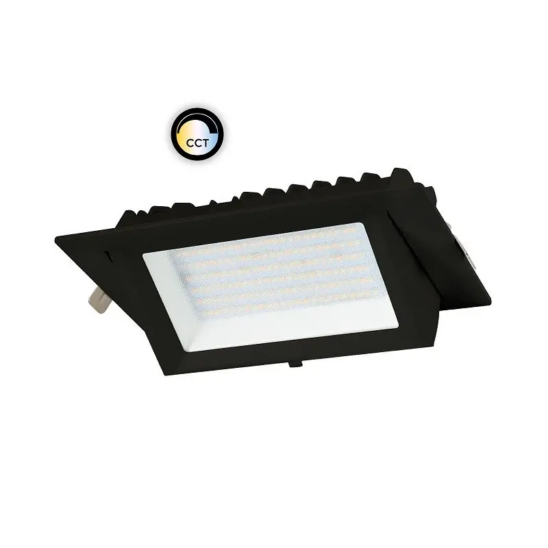 downlight escamotable 38w led rectangulaire noir encastrable-5000 lumens sélectionneur de teintes cct