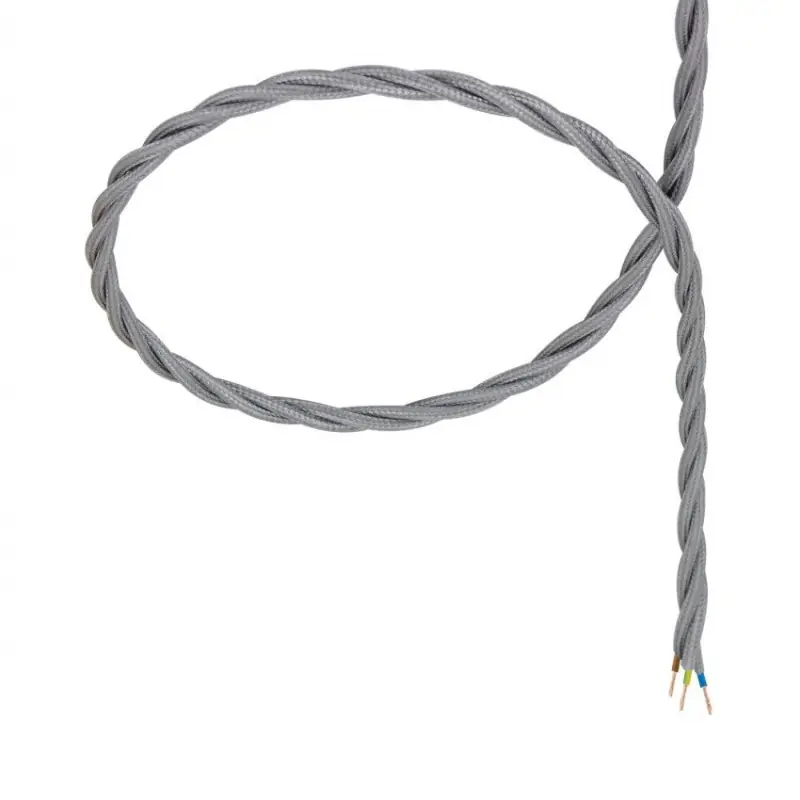 câble cordon tissu corde textile tressé gris au mètre
