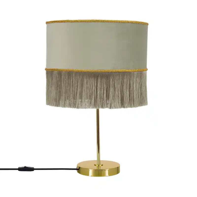 lampe de table culot e27 pied metal doré et abat jour blanc