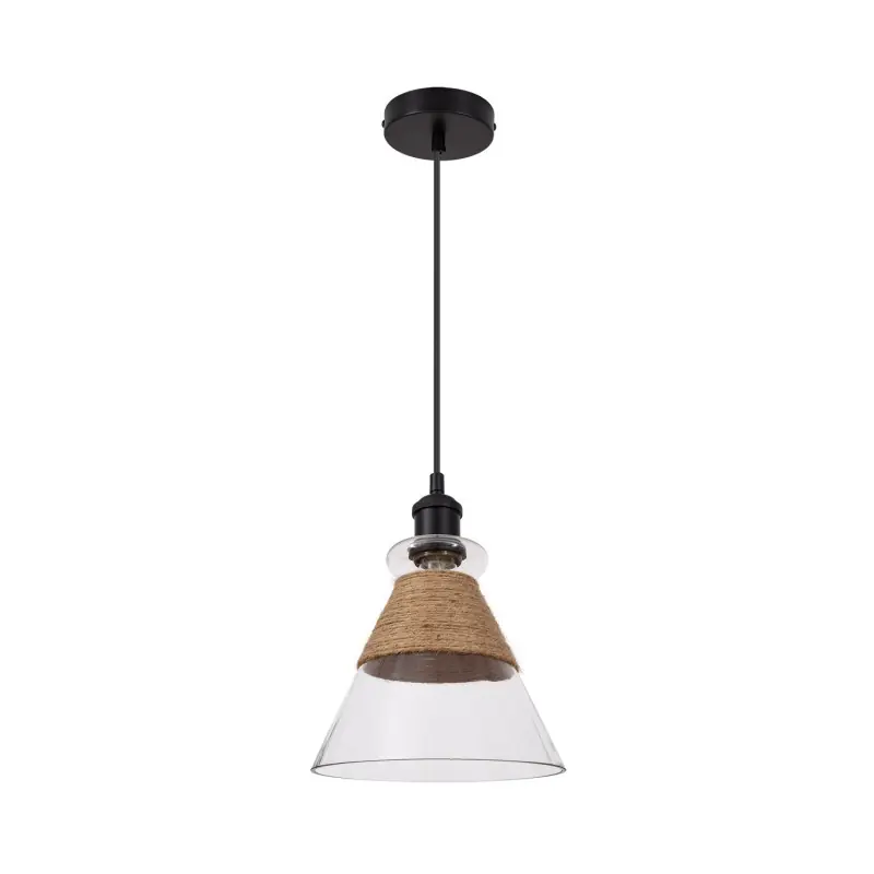 suspension plafonnier noir et verre diamètre 18cm retro culot e27