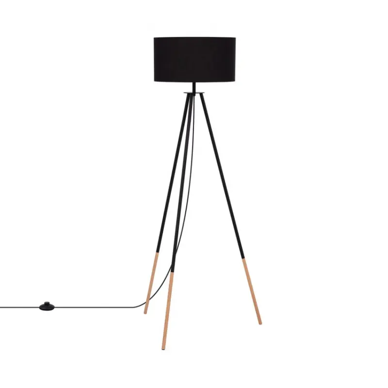 lampadaire sur pied aluminium noir 141 cm abat-jour noir culot e27