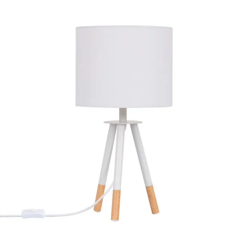 lampe sur pied table aluminium blanc abat-jour blanc culot e27