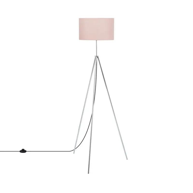 lampadaire sur pied 150cm aluminium abat-jour rose culot e27