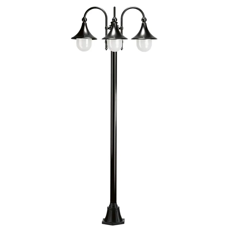 Lampadaire exterieur Pôle 3 bras TROM IP43 E27 3x42W Noir 2080mm