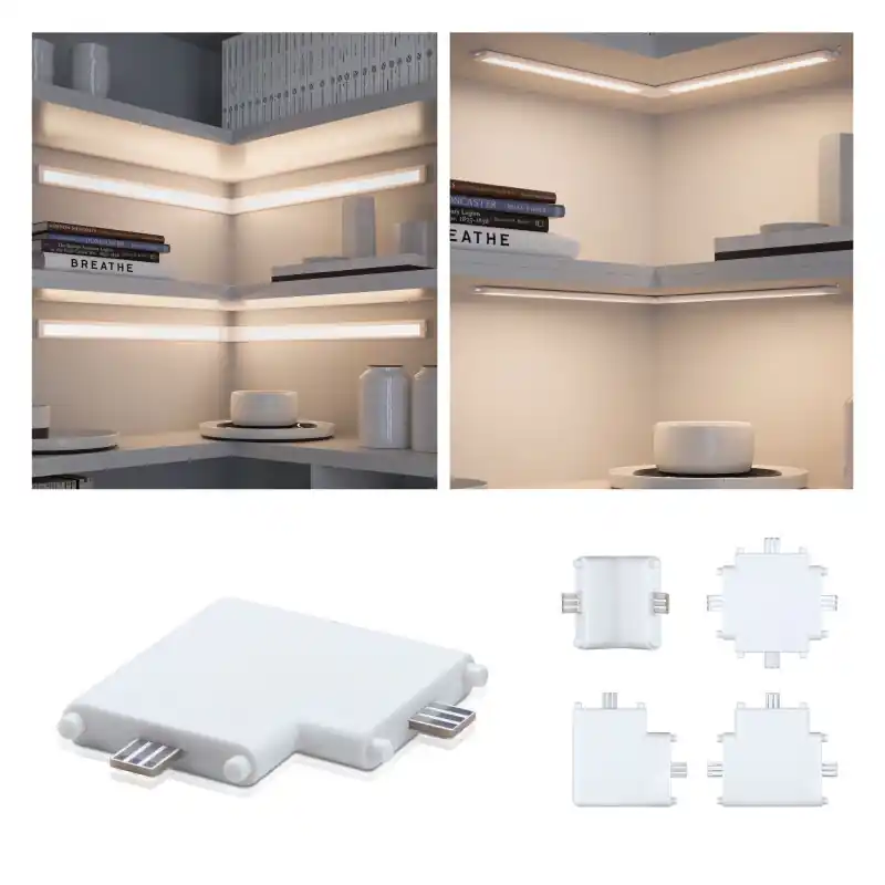 Cadre connecteur d‘angle CC 12V Blanc dépoli/Synthétique