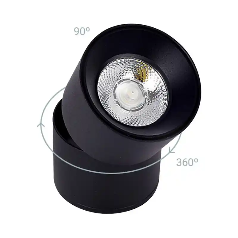 Applique plafonnier orientable 30w led rond noir montage saillie