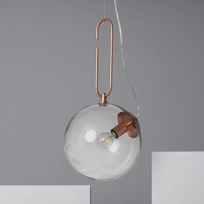 Suspension luminaire suspendu boule verre 35cm culot e27