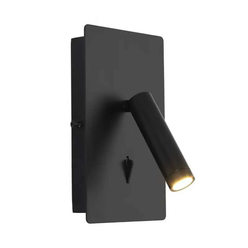 Applique murale liseuse led avec interrupteur spot patère orientable noire
