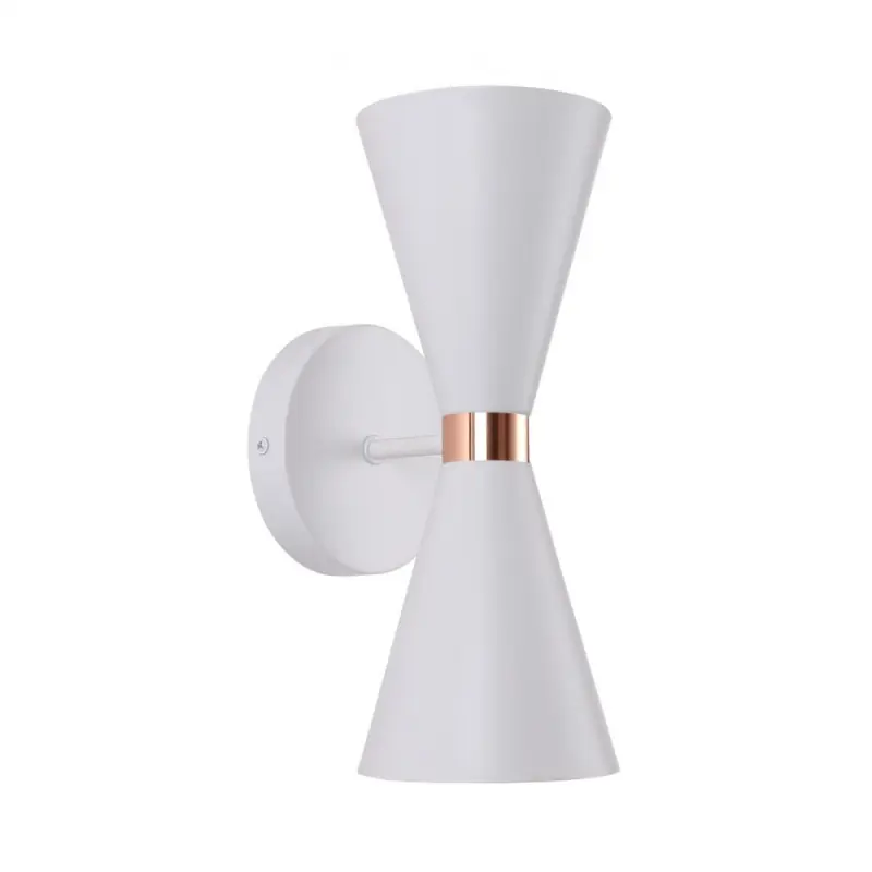 Applique murale diabolo double cônes blanc culot e27