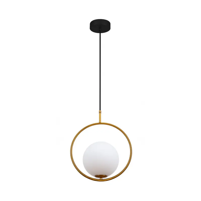 Suspension luminaire suspendu acier doré boule culot e14