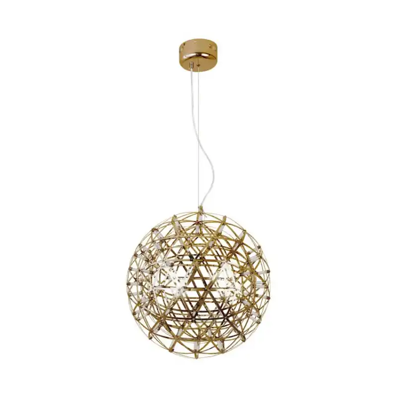 Suspension luminaire suspendu boule 70cm cage doré 35w 4500lm