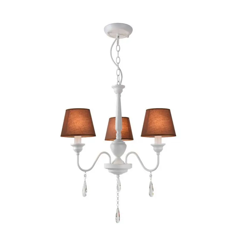Lustre suspension luminaire suspendu blanc 3 tetes marron culot e14