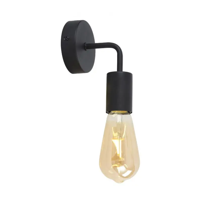 Applique murale noire simple douille e27 aluminium noir