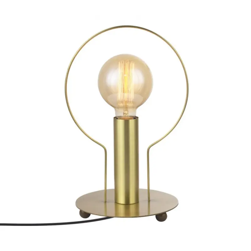 lampe de table dor pied metal culot e27 anneau or