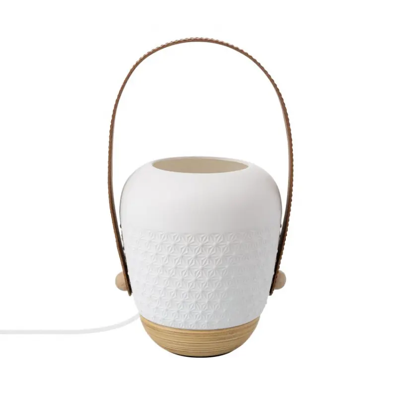 Lampe a poser céramique blanche culot e27 forme panier