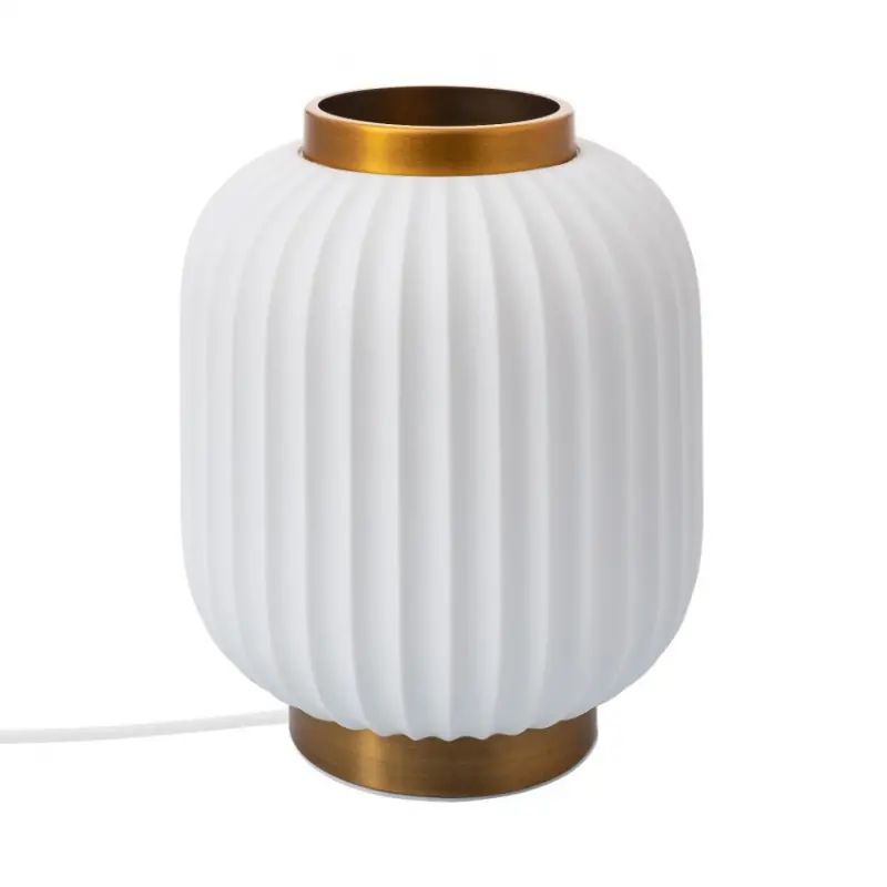 Lampe de table céramique blanche culot e14 socle bronze