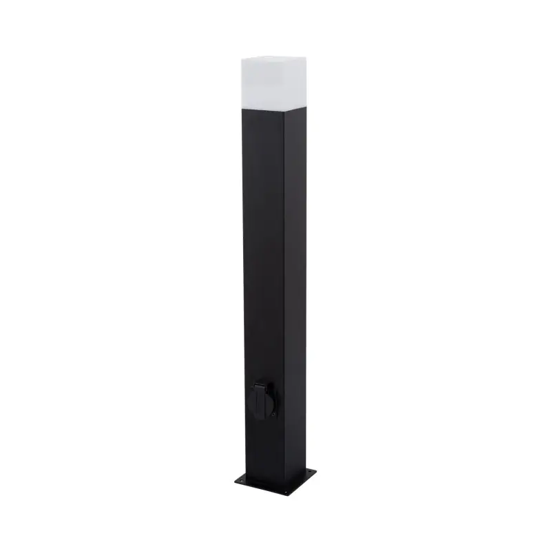 Borne noire 74cm avec prise courant 220v-ip44-potelet balisage extérieur culot e27-moderne