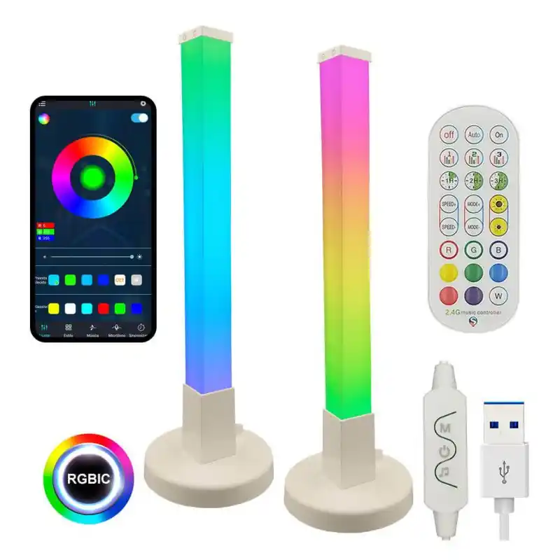 Lampe a poser gaming rgb digital barres 45cm télecommande son