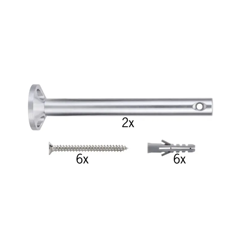 Syst.Câble L&E Renvoi d‘angle/Support tubes à visser 1 paire 165mm Chrome