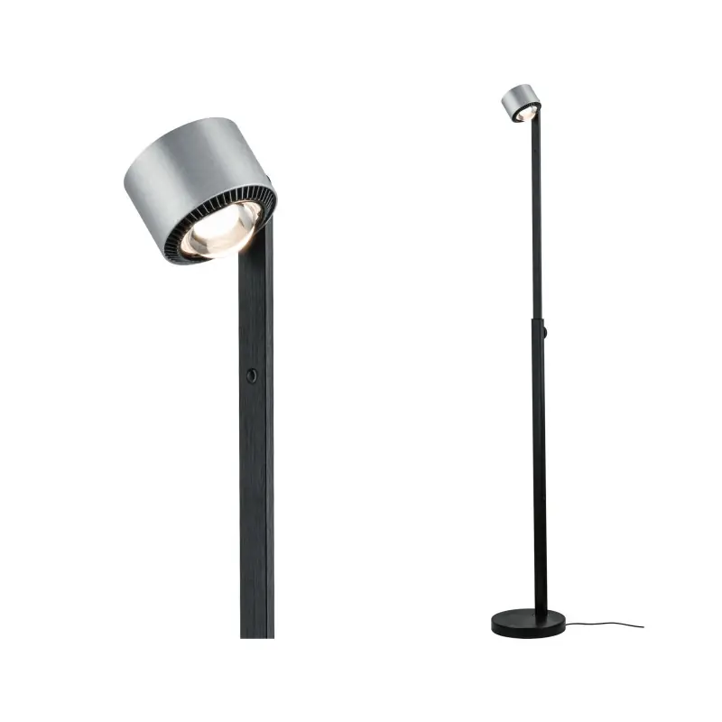 Liseuse/pied Aldan grad LED 1x15,5W Noir/Alu brossé 230V aluminium